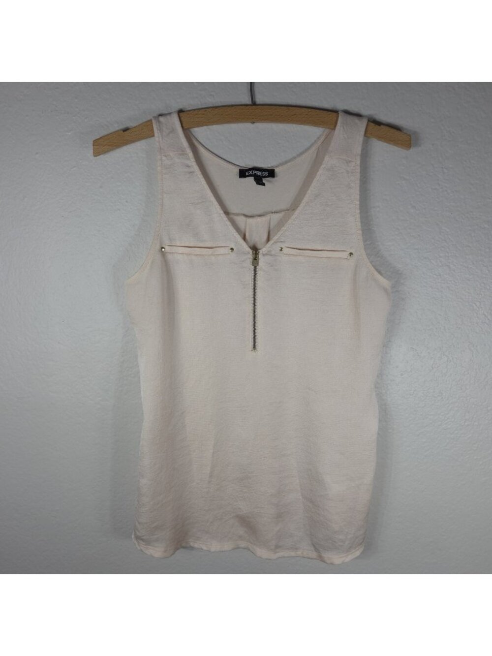 Express 1/4 Zip Sleeveless Tank Top V-Neck Lightweight Size XS Light Peach